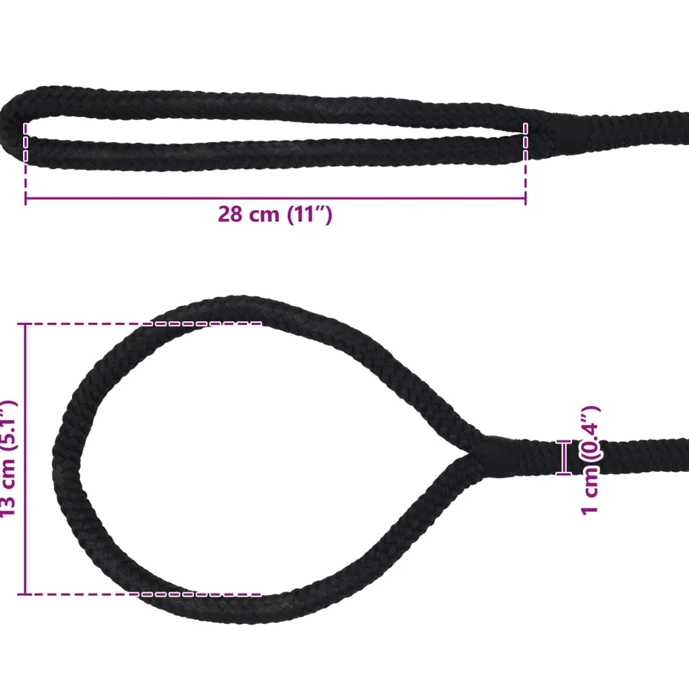 vidaXL Boottouw 10 mm 6 m Zwart Polyester