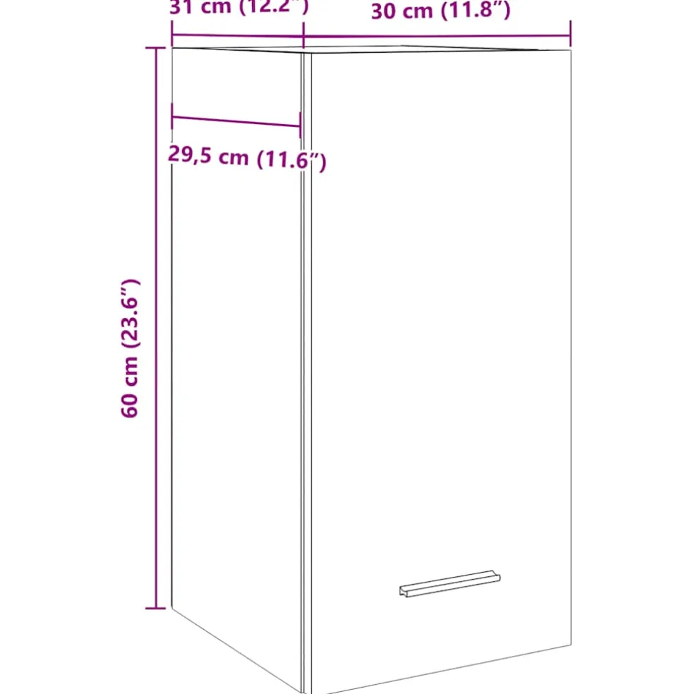 vidaXL Bovenkast Lyon 30x31x60 cm bewerkt hout betongrijs