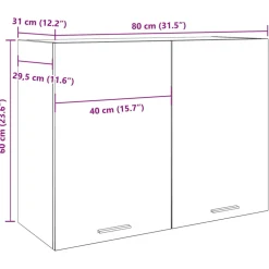 vidaXL Bovenkast Lyon 80x31x60 cm bewerkt hout betongrijs