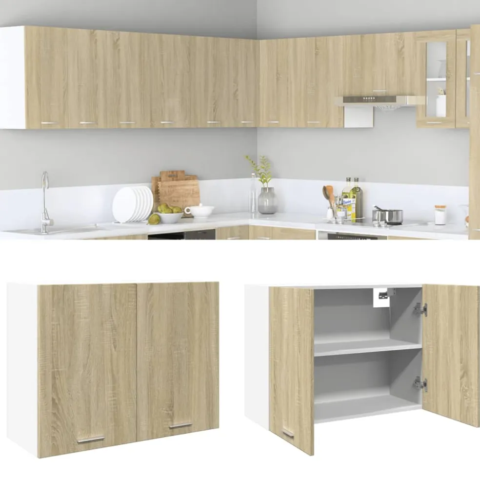vidaXL Bovenkast Lyon 80x31x60 cm bewerkt hout sonoma eikenkleurig