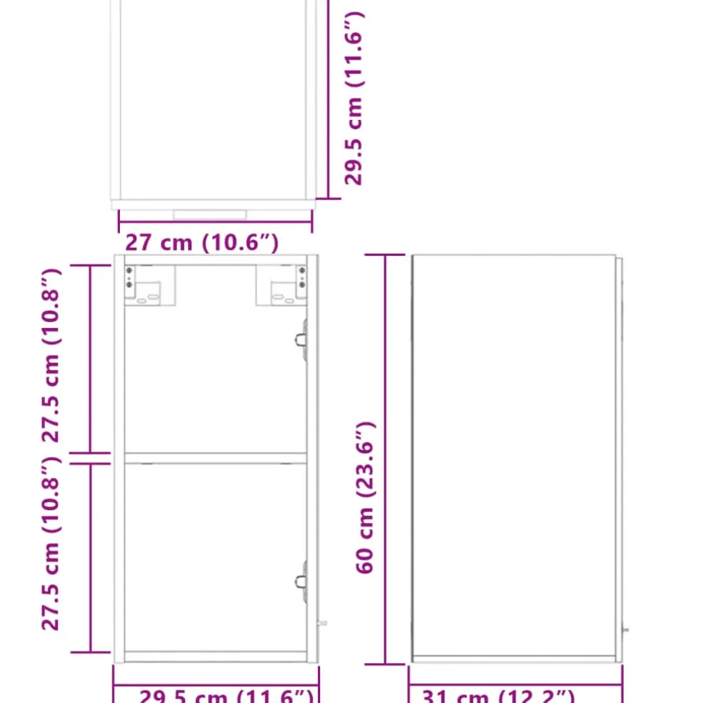 vidaXL Bovenkast Lyon 29,5x31x60 cm bewerkt hout sonoma eikenkleurig