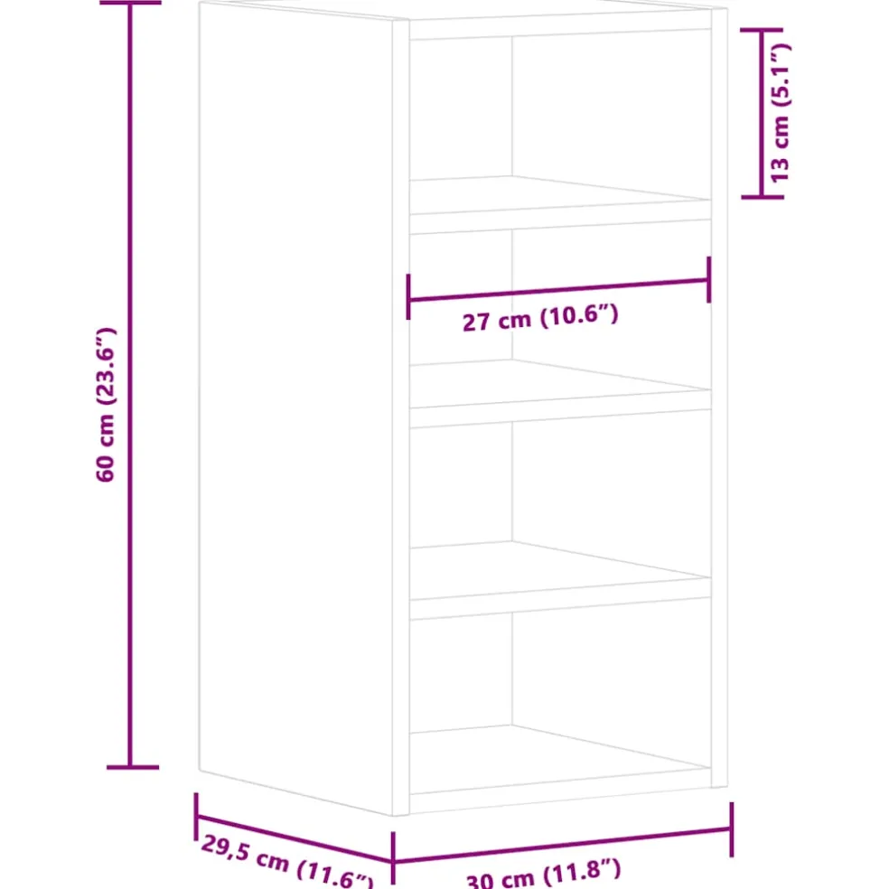 vidaXL Bovenkast Riga 30x29,5x60 cm bewerkt hout artisanaal eikenkleur