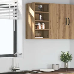 vidaXL Bovenkast Riga 30x29,5x60 cm bewerkt hout artisanaal eikenkleur