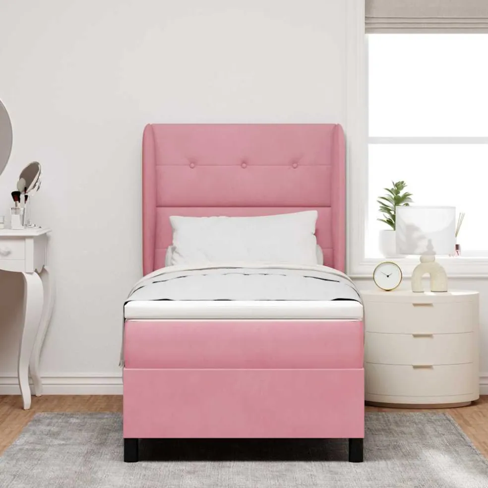vidaXL Boxspringbed met hoofdeinde Roze 200 x 80 cm Fluweel
