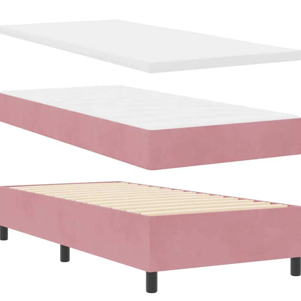 vidaXL Boxspringbed met hoofdeinde Roze 200 x 80 cm Fluweel