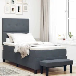 vidaXL Boxspring bed met hoofdeinde Donkergrijs 200 x 80 cm Fluweel