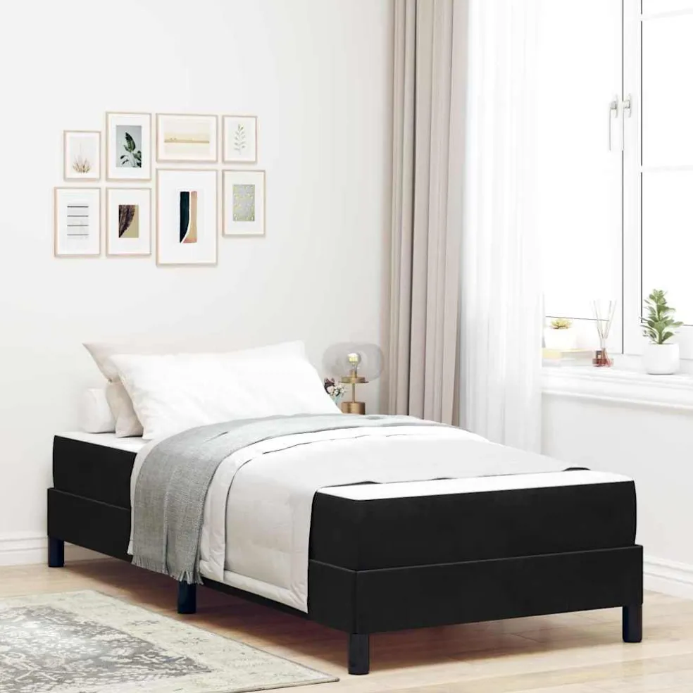 vidaXL Boxspringbed met matras Zwart 80 x 200 cm Stof