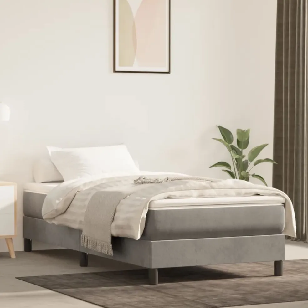 vidaXL Boxspring bed 80x200 cm fluweel lichtgrijs