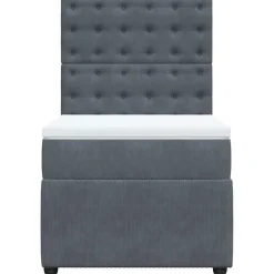vidaXL Boxspring met matras fluweel donkergrijs 80x200 cm