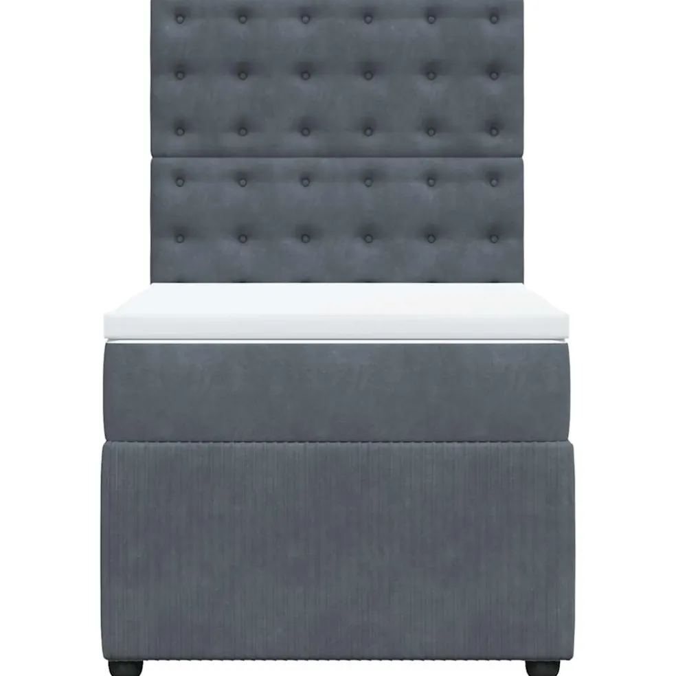 vidaXL Boxspring met matras fluweel donkergrijs 80x200 cm