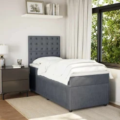 vidaXL Boxspring met matras fluweel donkergrijs 80x200 cm