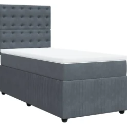 vidaXL Boxspring met matras fluweel donkergrijs 80x200 cm