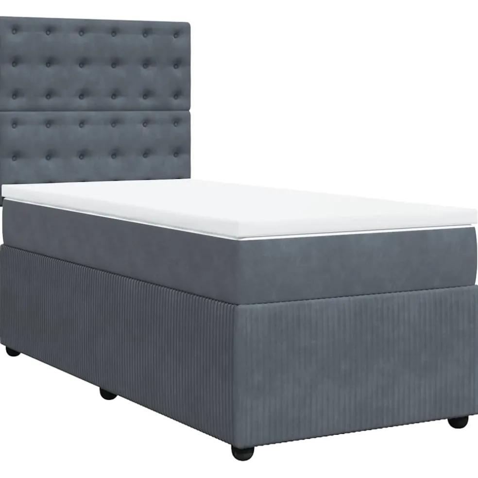 vidaXL Boxspring met matras fluweel donkergrijs 80x200 cm