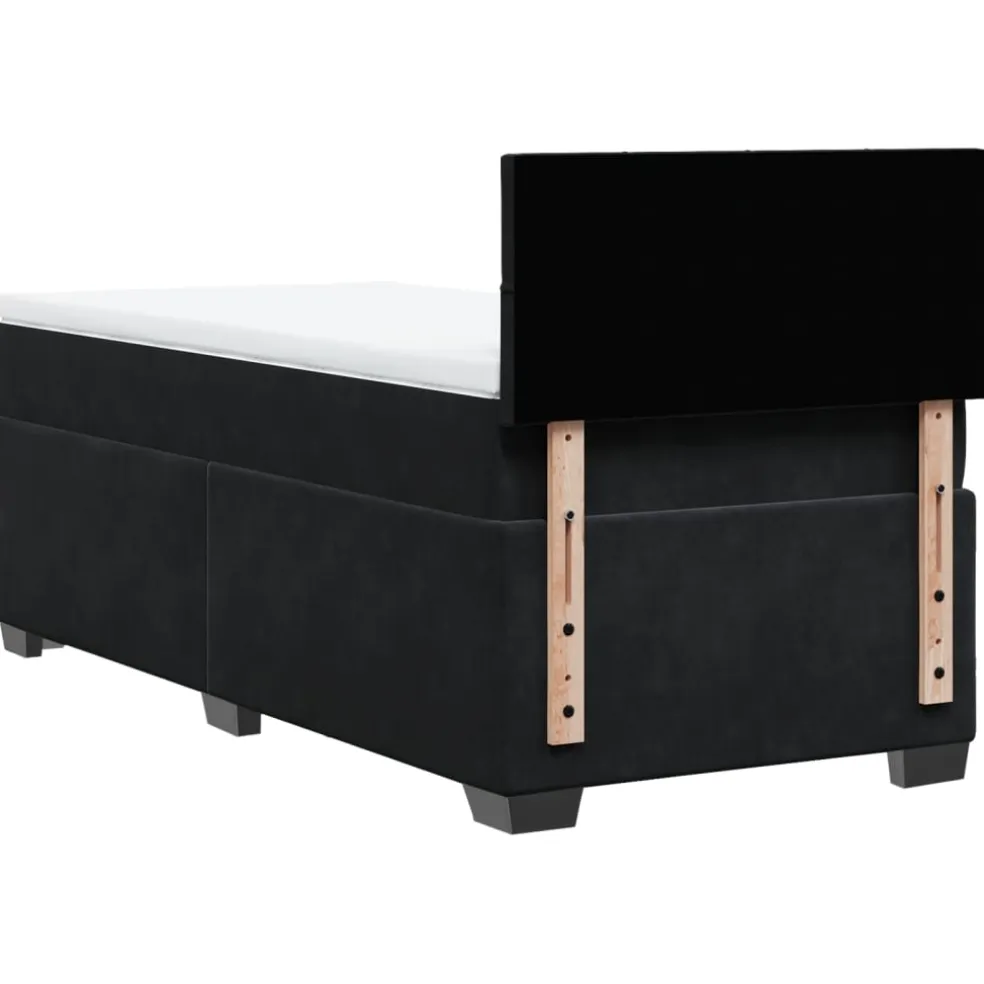 vidaXL Boxspring met matras fluweel zwart 80x200 cm