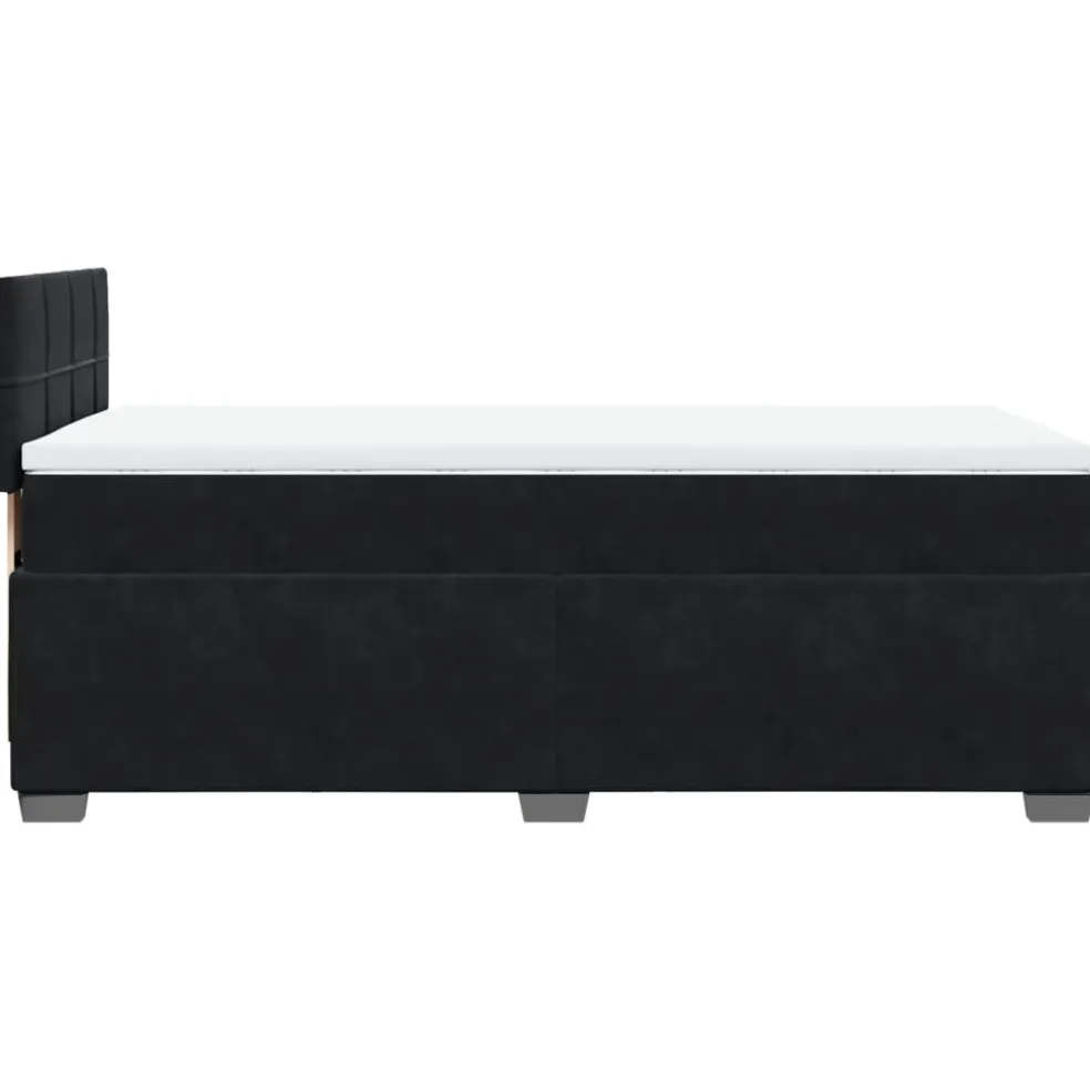 vidaXL Boxspring met matras fluweel zwart 80x200 cm