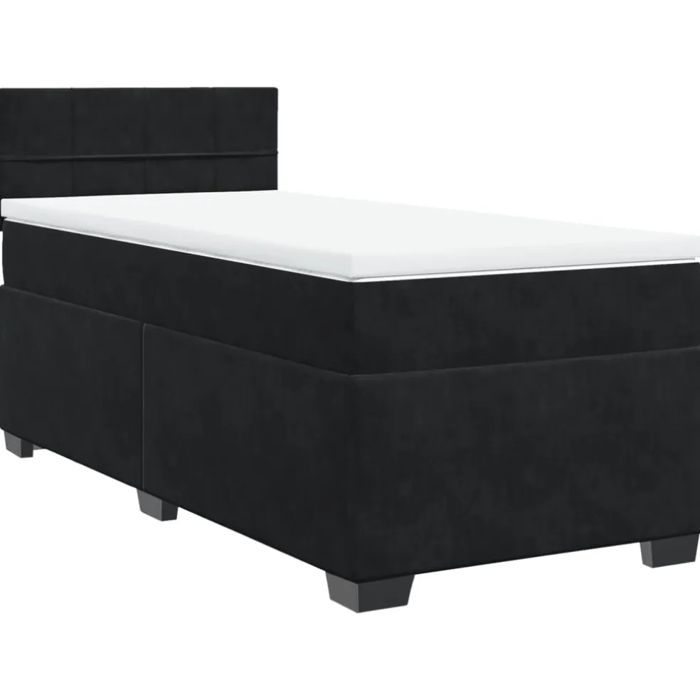 vidaXL Boxspring met matras fluweel zwart 80x200 cm