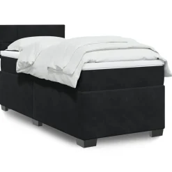 vidaXL Boxspring met matras fluweel zwart 80x200 cm