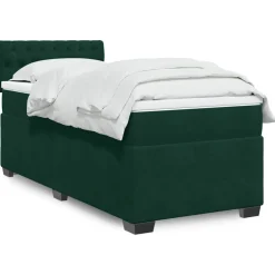 vidaXL Boxspring met matras fluweel donkergroen 80x200 cm