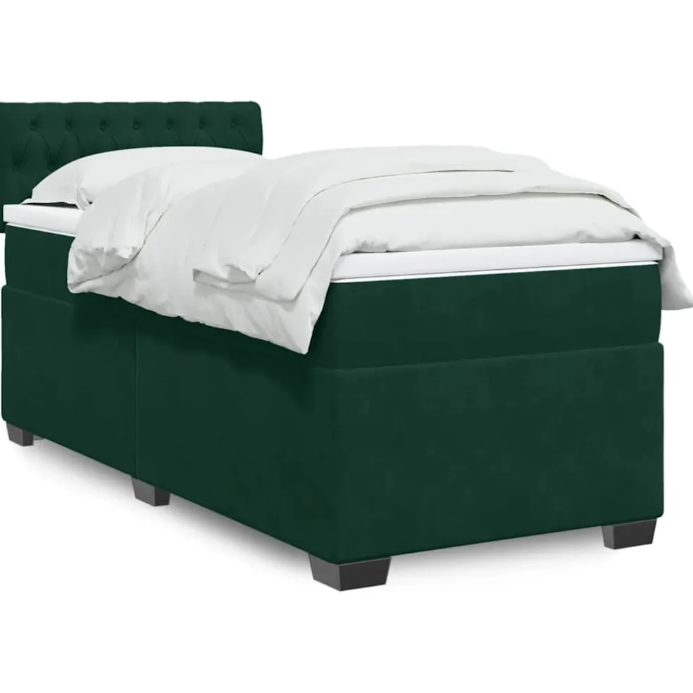 vidaXL Boxspring met matras fluweel donkergroen 80x200 cm
