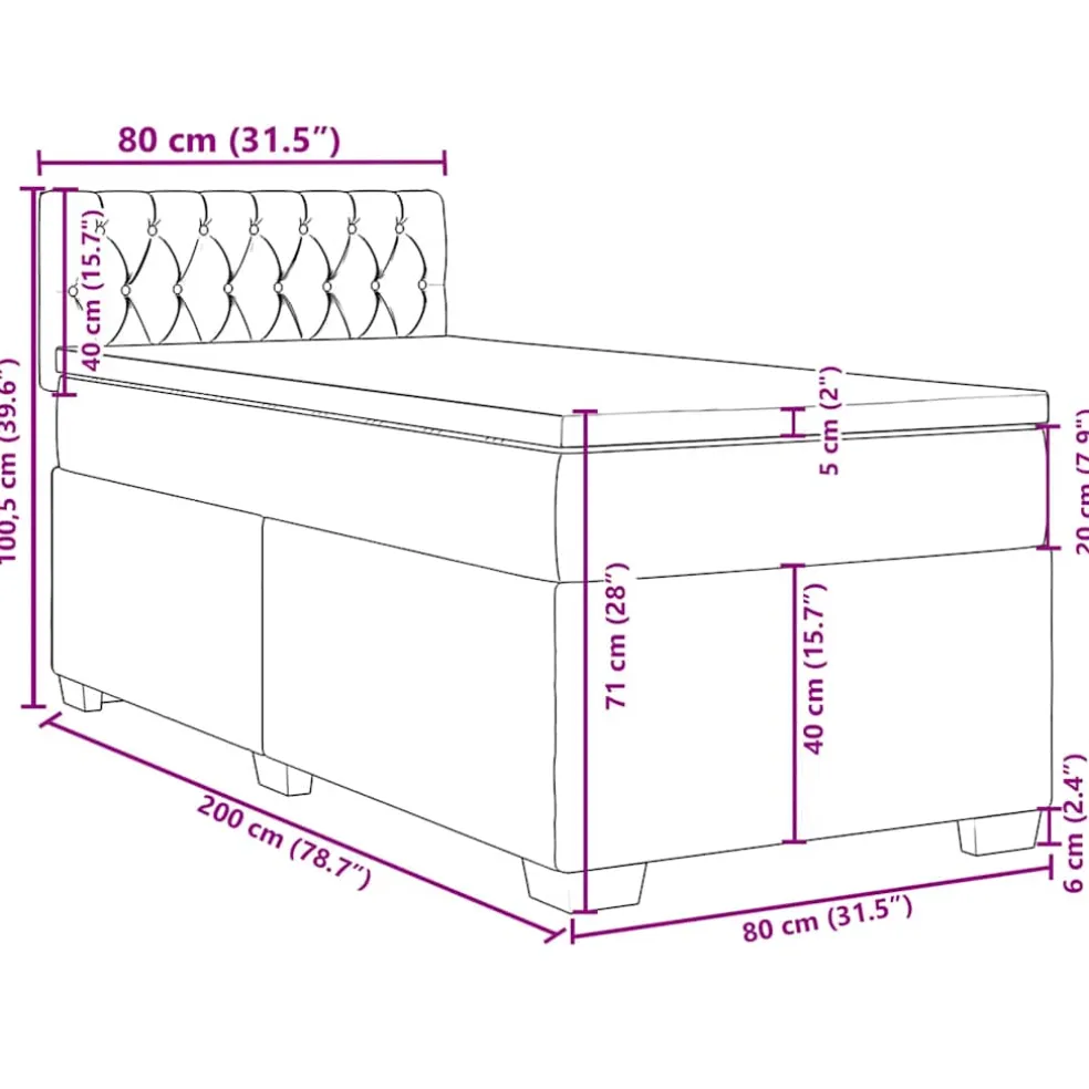 vidaXL Boxspring met matras fluweel donkergroen 80x200 cm