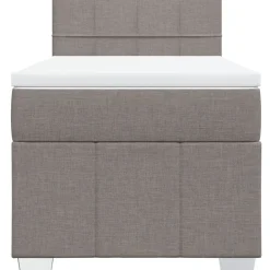 vidaXL Boxspring met matras stof taupe 90x200 cm