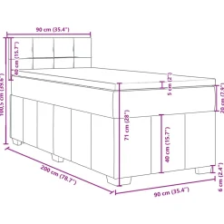 vidaXL Boxspring met matras stof taupe 90x200 cm