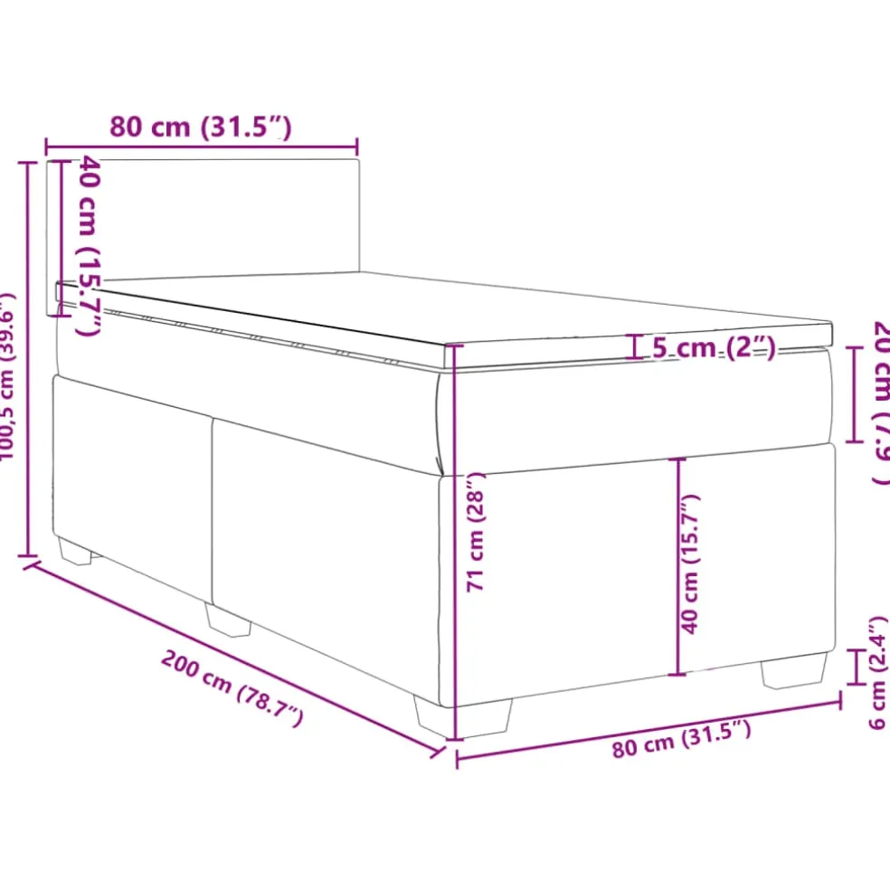 vidaXL Boxspring met matras stof crèmekleurig 80x200 cm