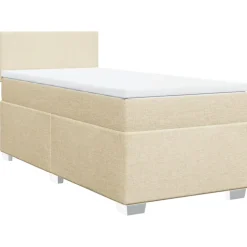 vidaXL Boxspring met matras stof crèmekleurig 80x200 cm