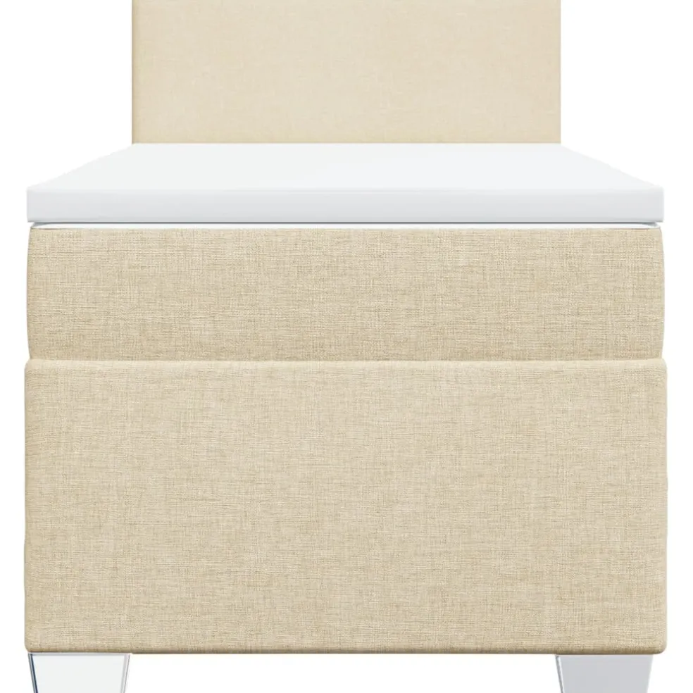 vidaXL Boxspring met matras stof crèmekleurig 80x200 cm