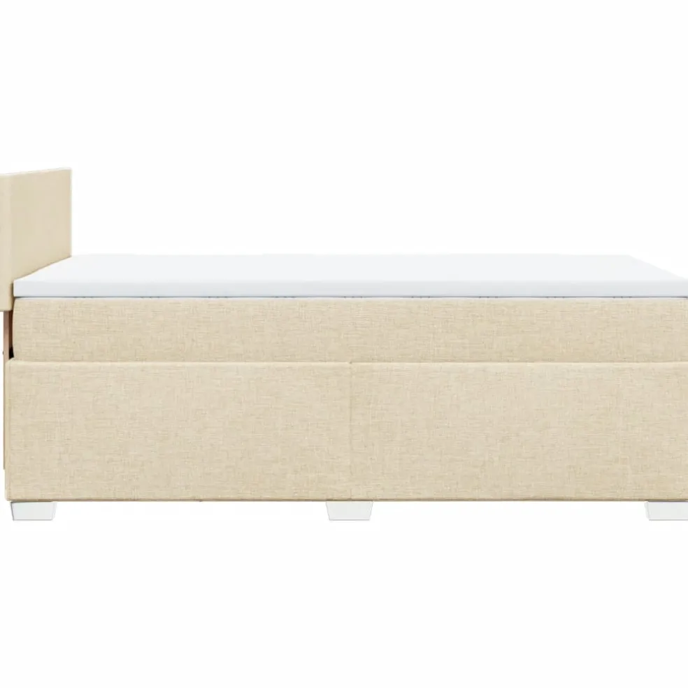 vidaXL Boxspring met matras stof crèmekleurig 80x200 cm