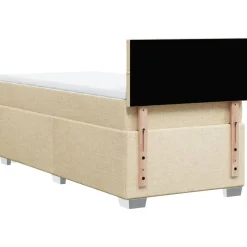 vidaXL Boxspring met matras stof crèmekleurig 80x200 cm