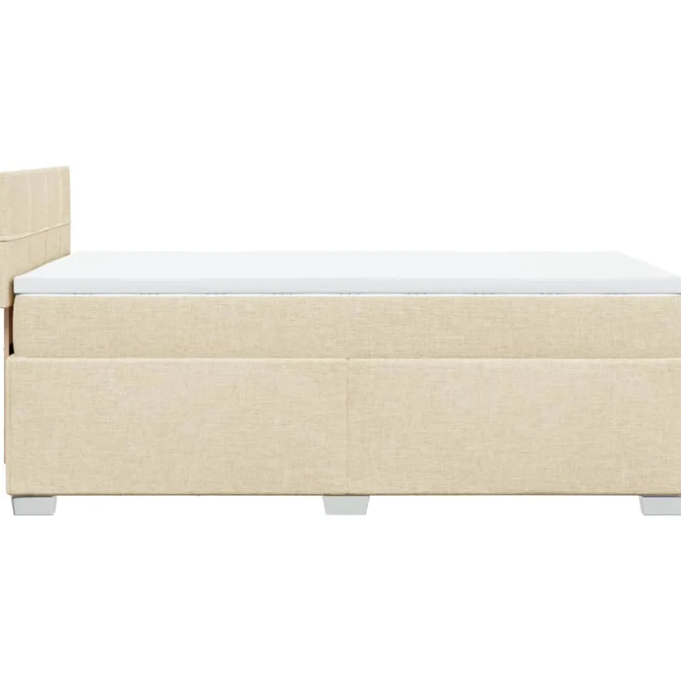 vidaXL Boxspring met matras stof crèmekleurig 80x200 cm