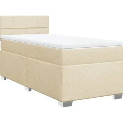 vidaXL Boxspring met matras stof crèmekleurig 80x200 cm