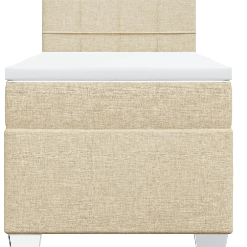 vidaXL Boxspring met matras stof crèmekleurig 80x200 cm
