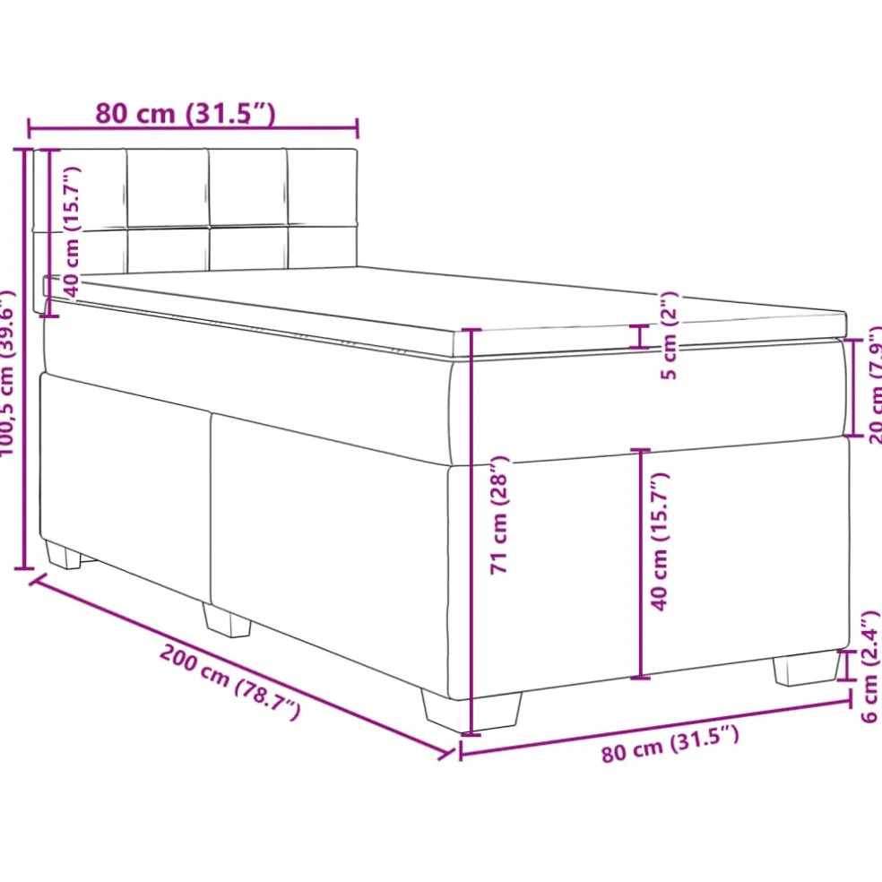 vidaXL Boxspring met matras stof crèmekleurig 80x200 cm