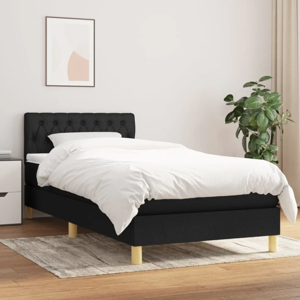 vidaXL Boxspring met matras stof zwart 80x200 cm
