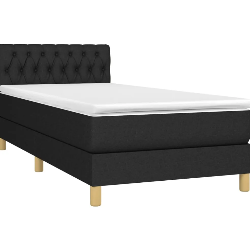 vidaXL Boxspring met matras stof zwart 80x200 cm