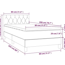 vidaXL Boxspring met matras stof zwart 80x200 cm