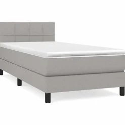 vidaXL Boxspring met matras stof lichtgrijs 80x200 cm