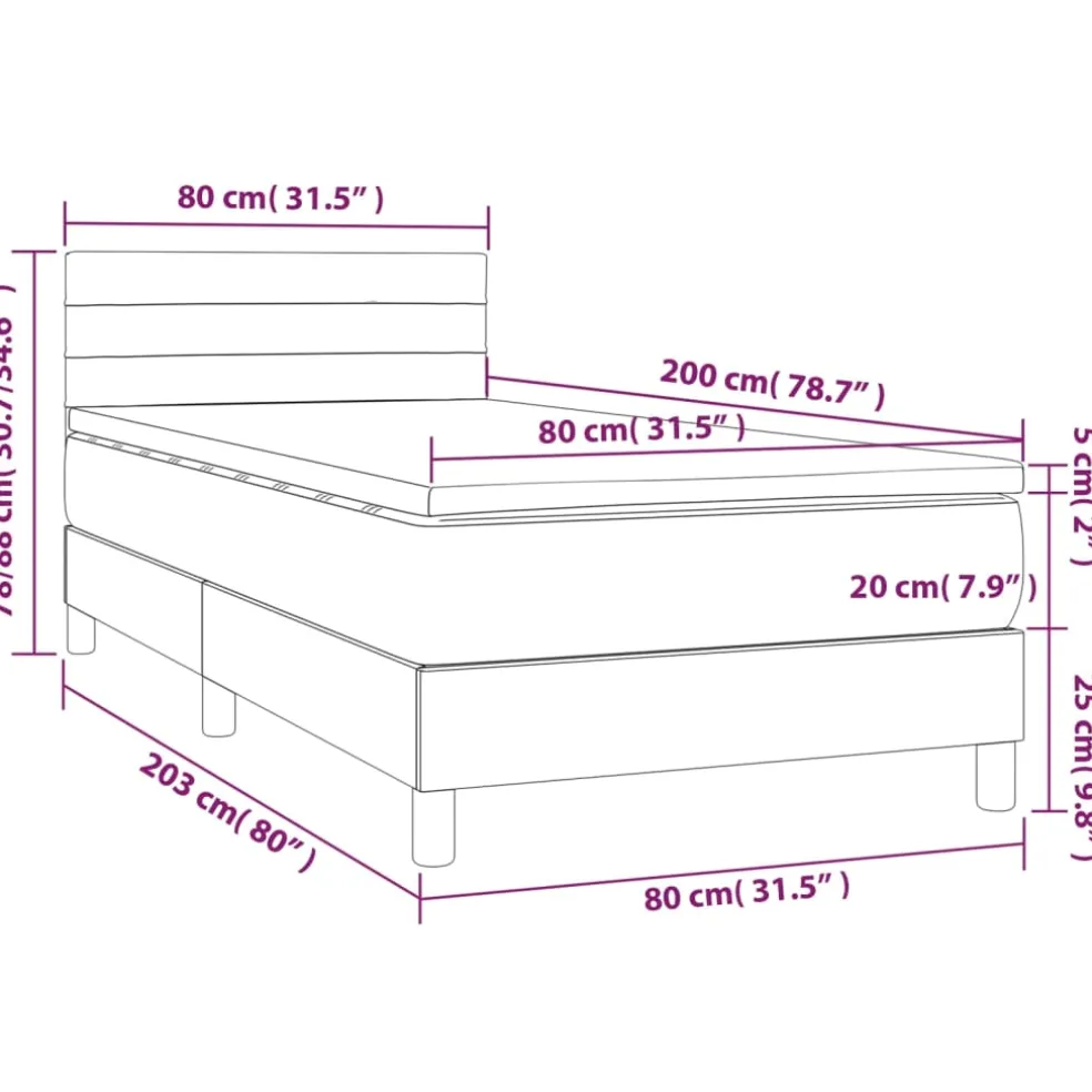 vidaXL Boxspring met matras stof zwart 80x200 cm