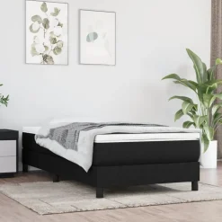 vidaXL Boxspring met matras stof zwart 80x200 cm