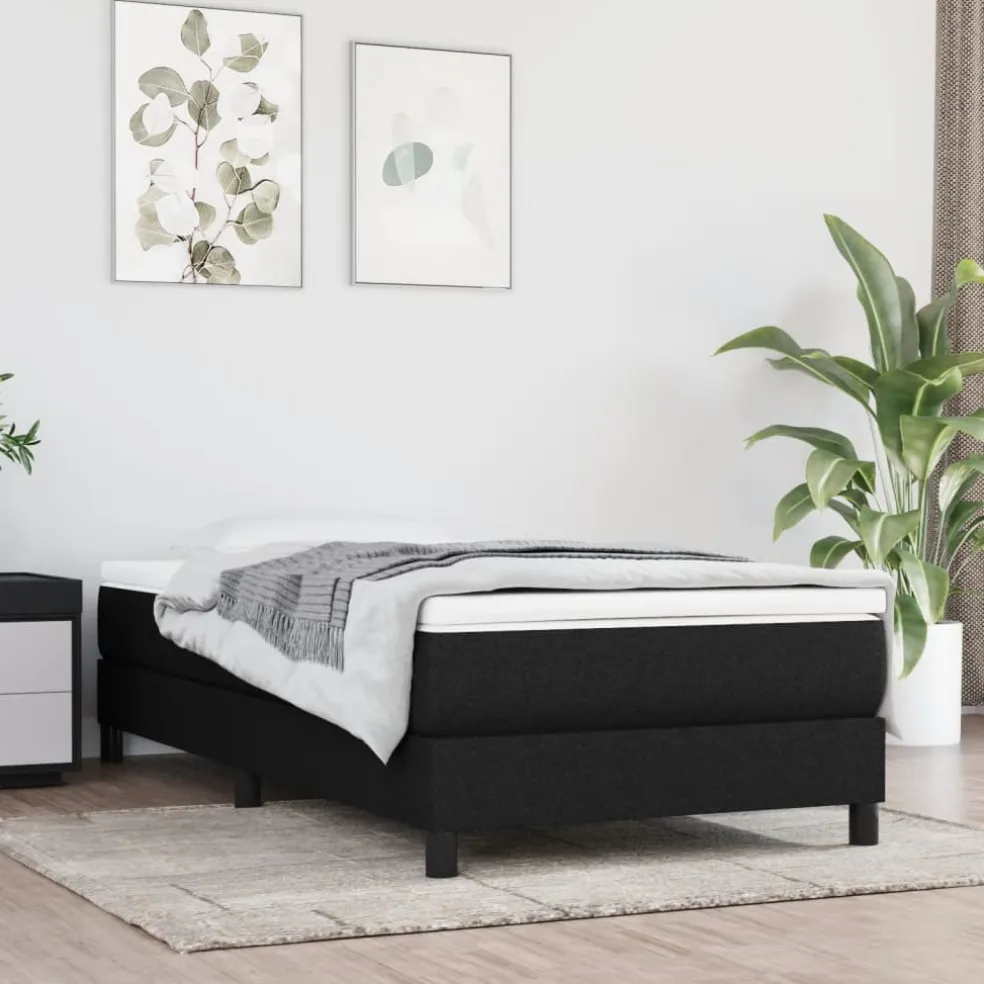 vidaXL Boxspring met matras stof zwart 80x200 cm