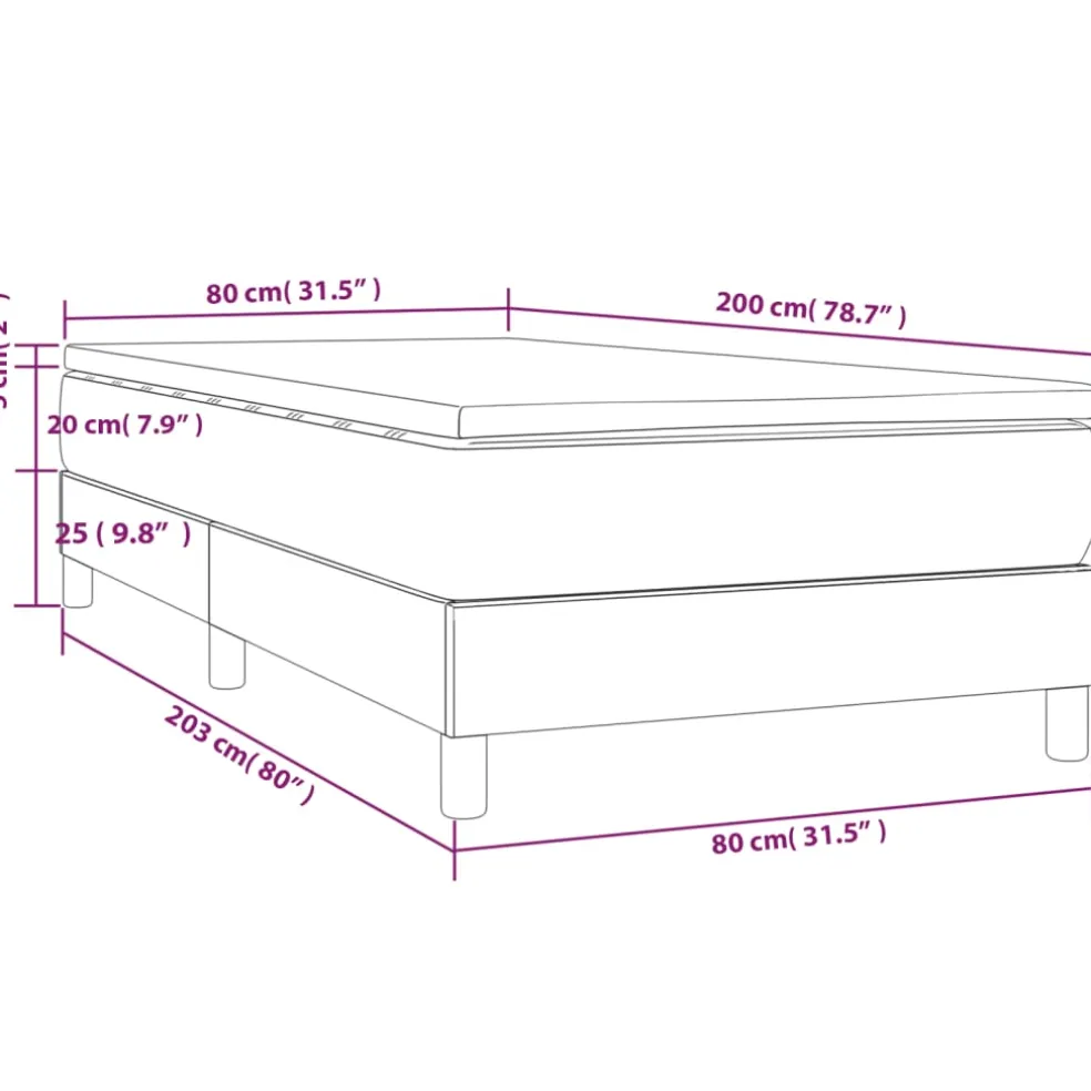 vidaXL Boxspring met matras stof zwart 80x200 cm