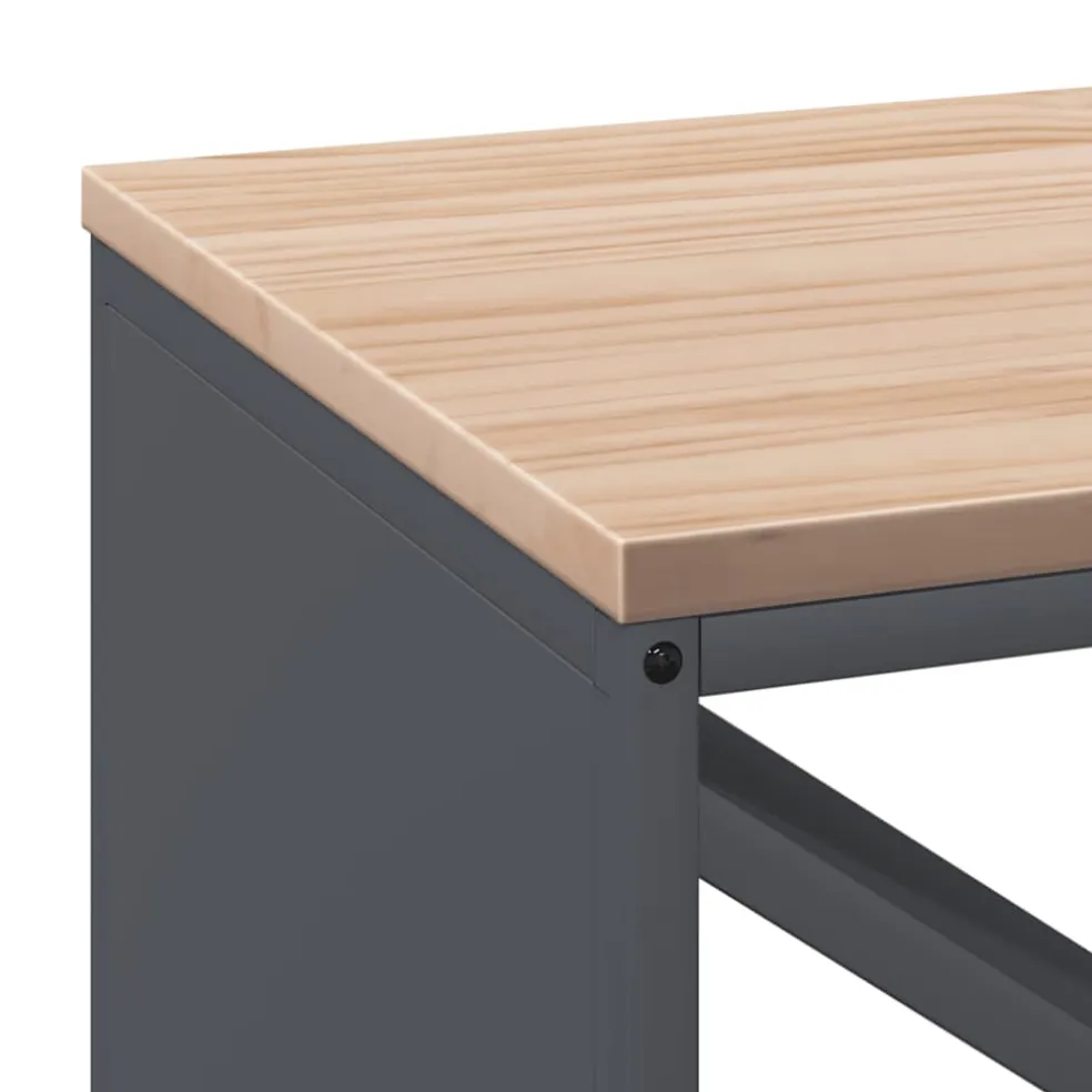 vidaXL Brandhoutrek met houten blad 100,5x35,5x40 cm antracietkleurig
