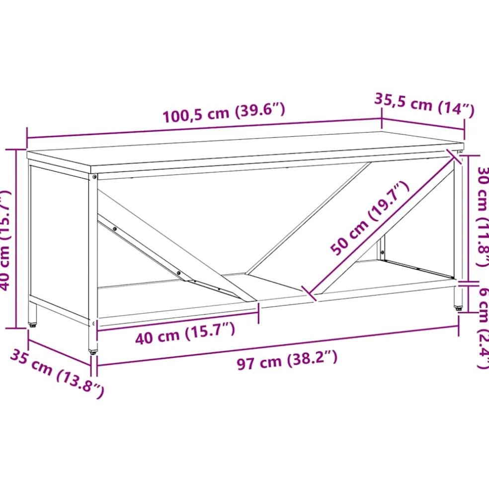 vidaXL Brandhoutrek met houten blad 100,5x35,5x40 cm antracietkleurig