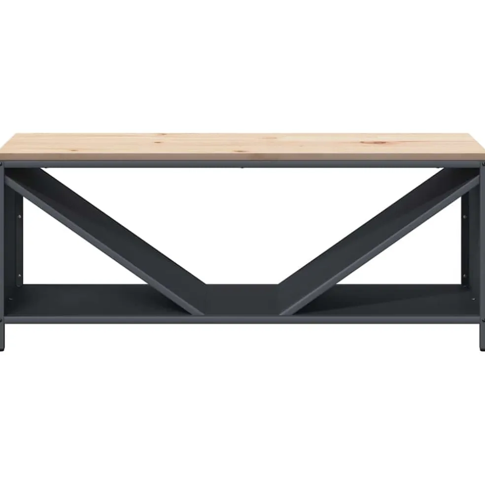 vidaXL Brandhoutrek met houten blad 100,5x35,5x40 cm antracietkleurig