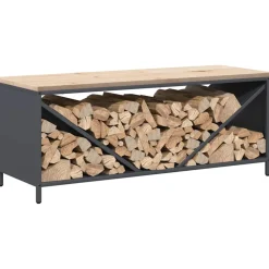 vidaXL Brandhoutrek met houten blad 100,5x35,5x40 cm antracietkleurig