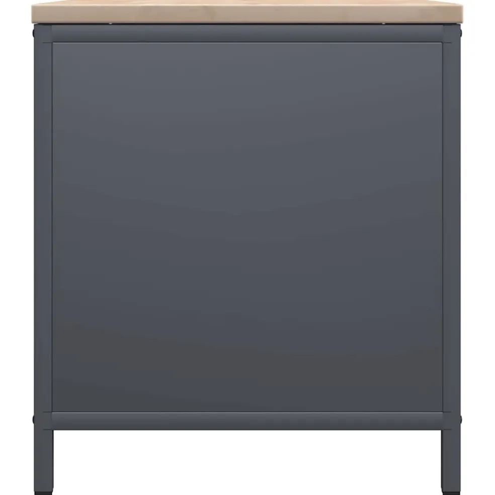 vidaXL Brandhoutrek met houten blad 100,5x35,5x40 cm antracietkleurig