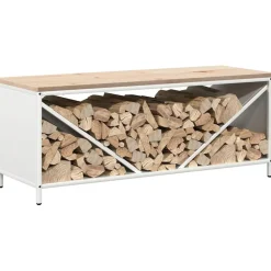 vidaXL Brandhoutrek met houten blad 100,5x35,5x40 cm wit
