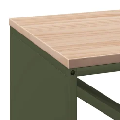 vidaXL Brandhoutrek met houten blad olijfgroen 100,5x35,5x40 cm